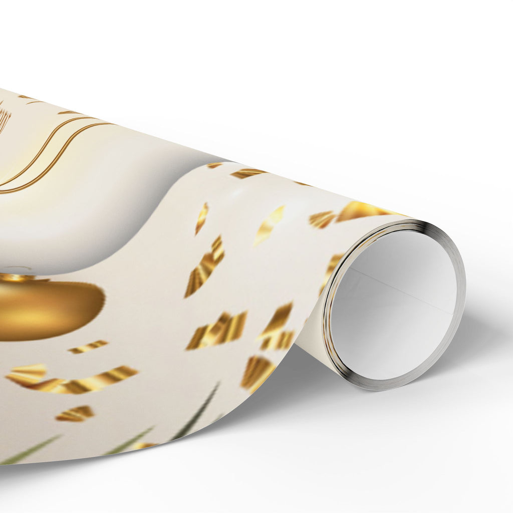 Elegant Christmas Wrapping Paper – Gold & White Holiday Gift Wrap