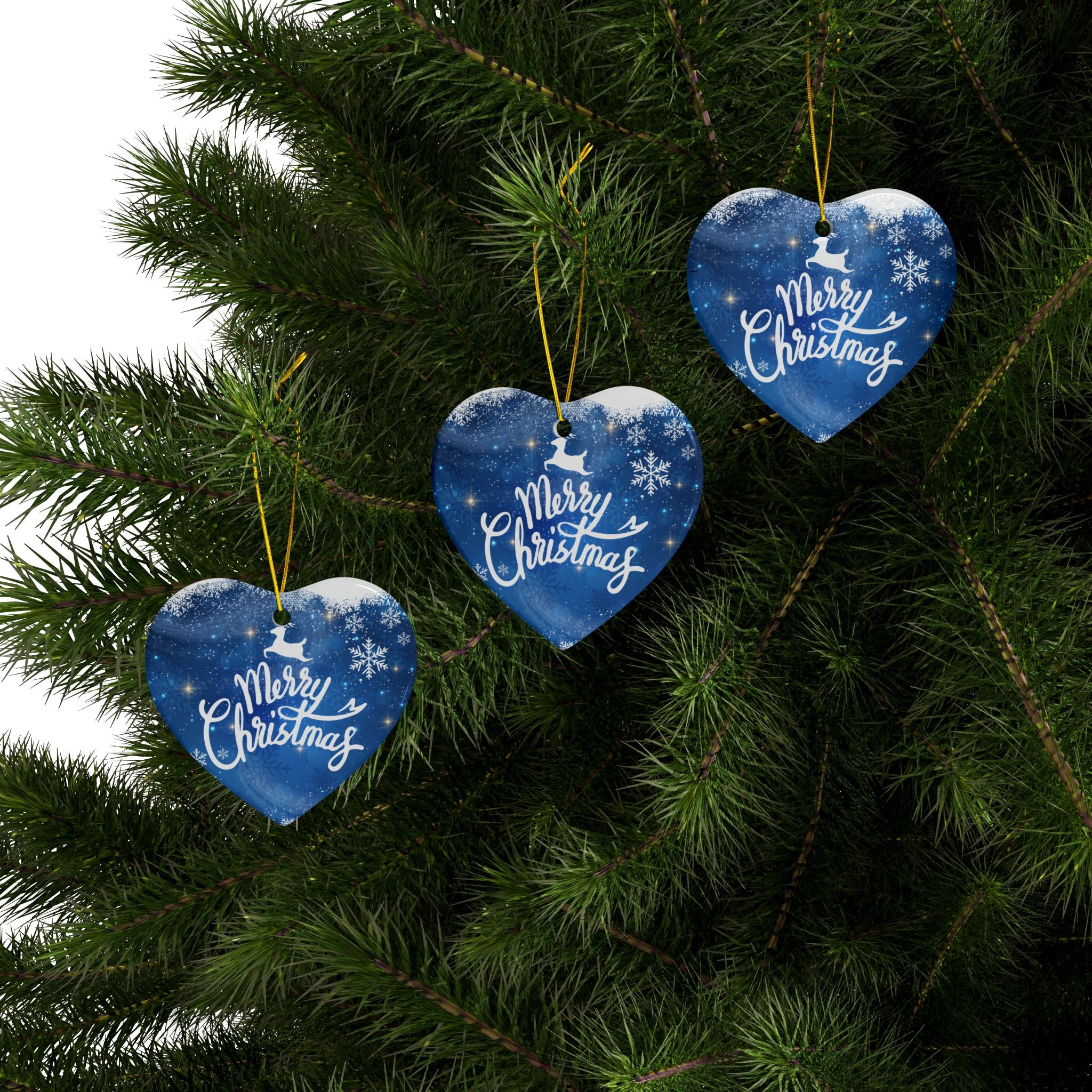 Christmas Ceramic Ornaments - 2-Sided Print (Merry Christmas Designs)