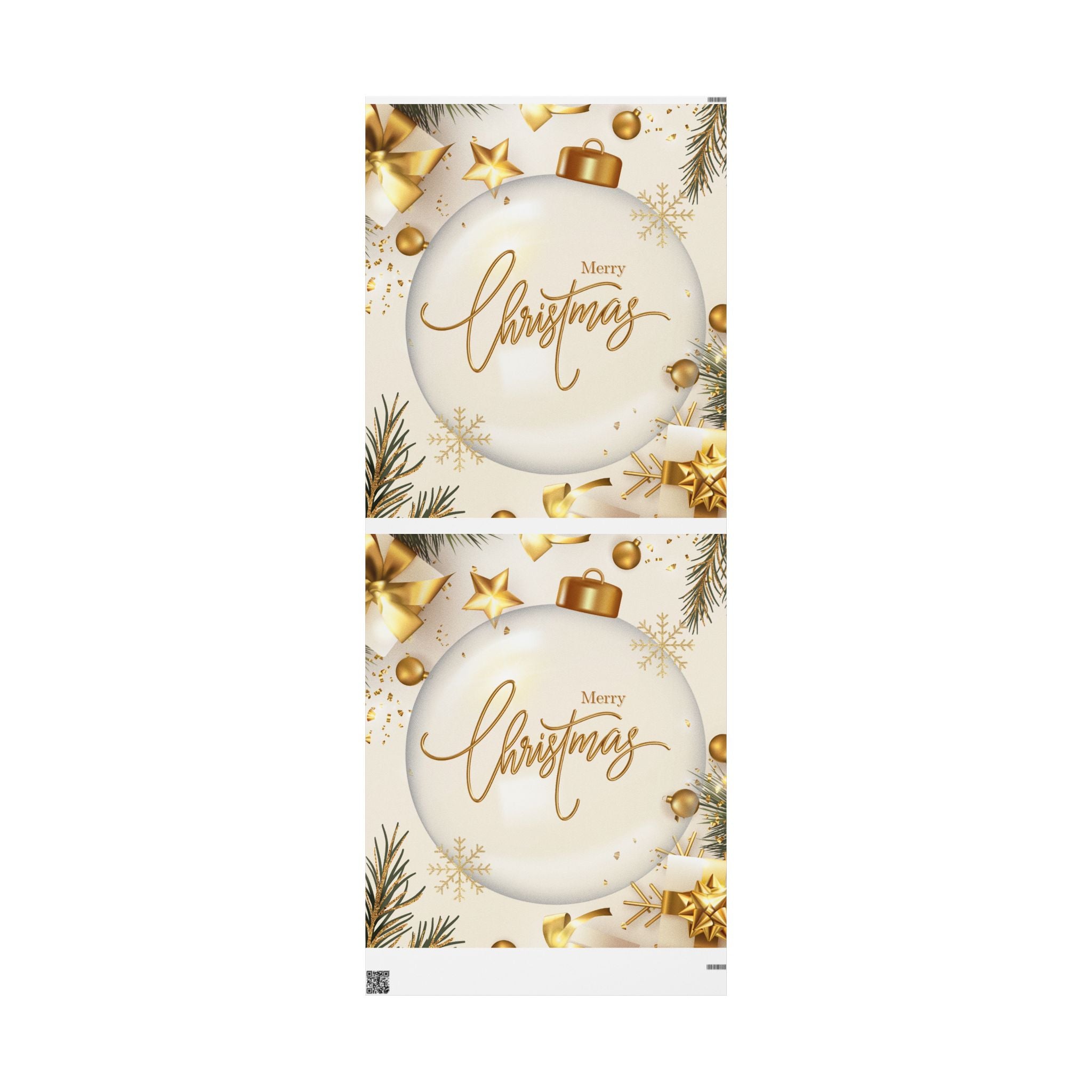 Elegant Christmas Wrapping Paper – Gold & White Holiday Gift Wrap