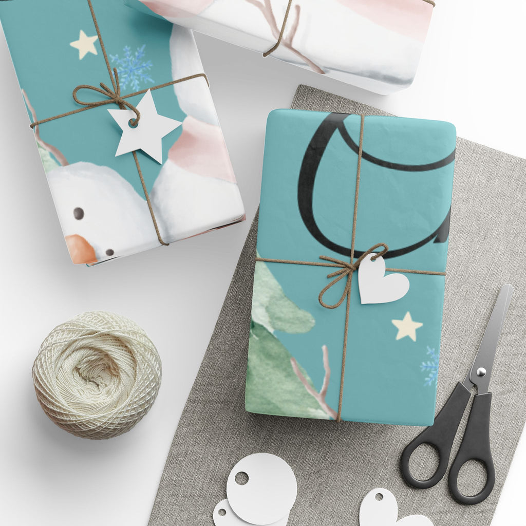 Merry Christmas Wrapping Paper - Festive Snowman Design for Holiday Gift Wrapping