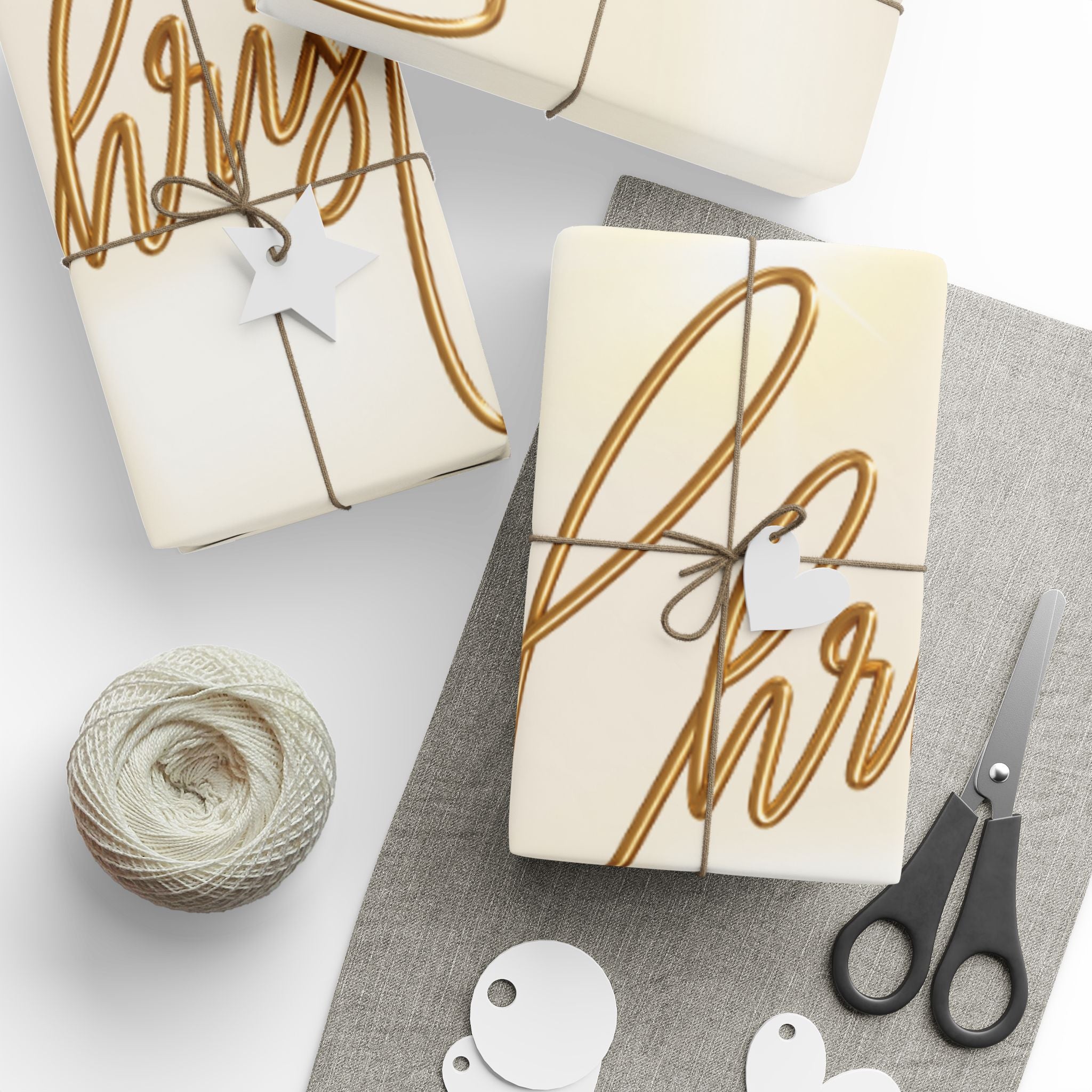 Elegant Christmas Wrapping Paper – Gold & White Holiday Gift Wrap