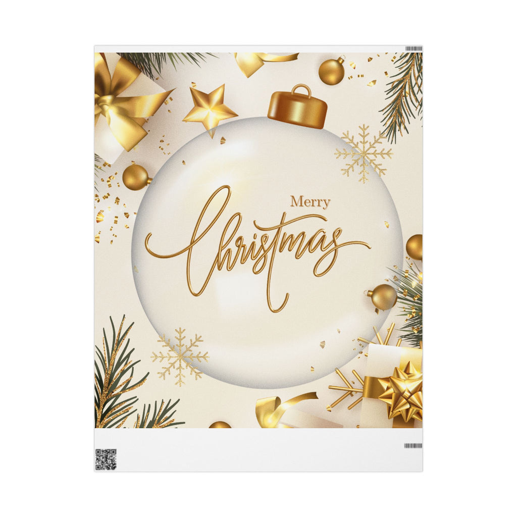 Elegant Christmas Wrapping Paper – Gold & White Holiday Gift Wrap