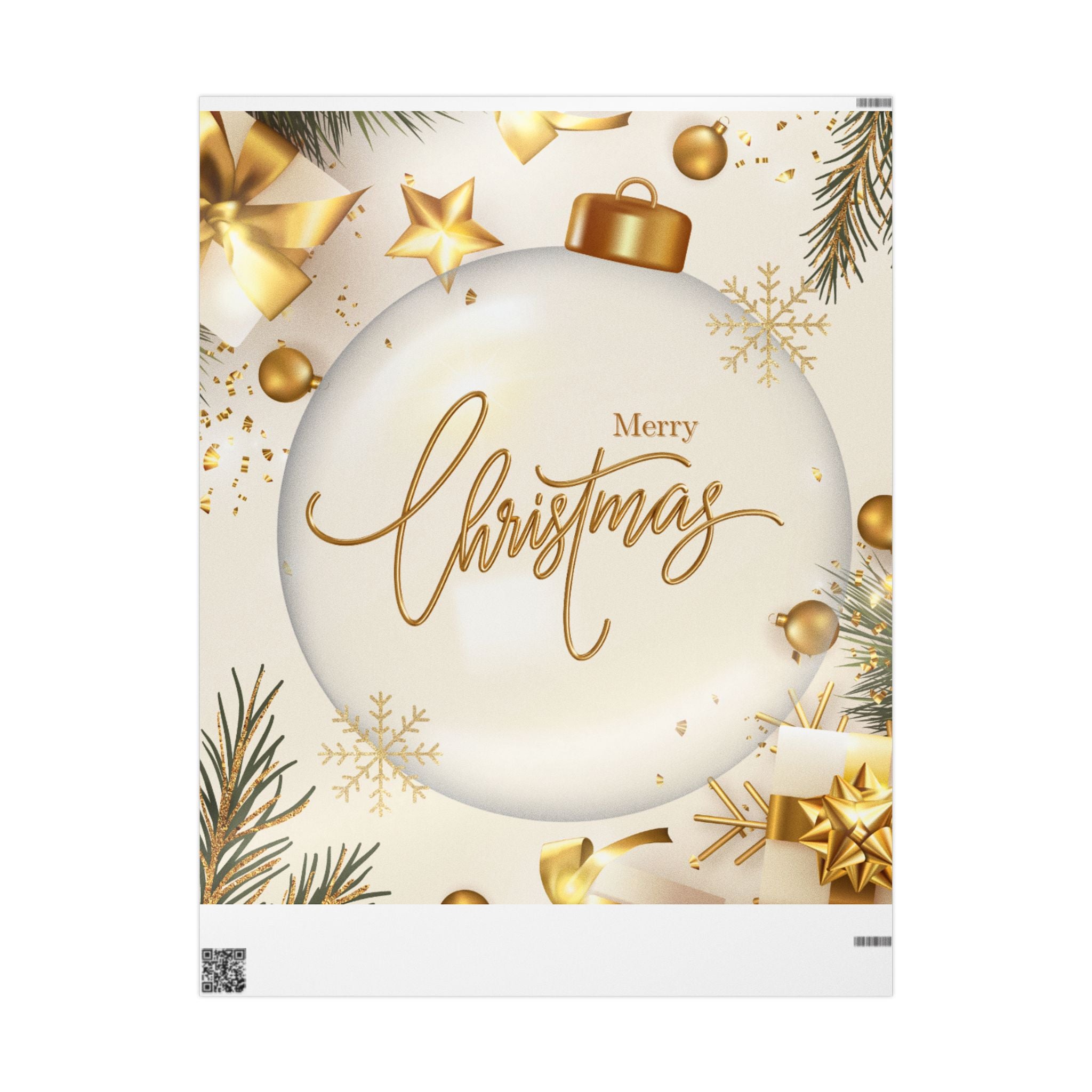 Elegant Christmas Wrapping Paper – Gold & White Holiday Gift Wrap