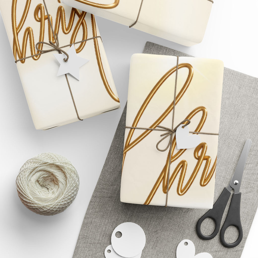 Elegant Christmas Wrapping Paper – Gold & White Holiday Gift Wrap