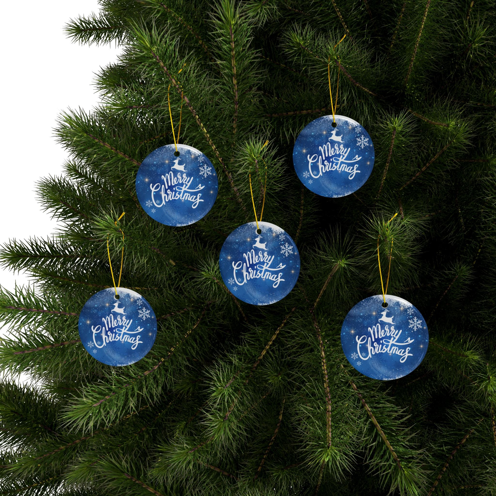 Christmas Ceramic Ornaments - 2-Sided Print (Merry Christmas Designs)