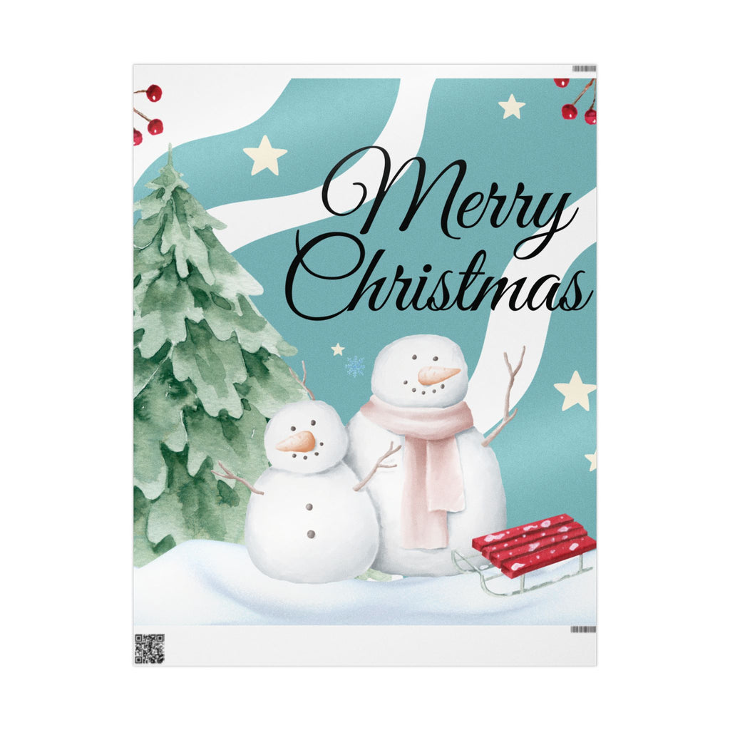 Merry Christmas Wrapping Paper - Festive Snowman Design for Holiday Gift Wrapping