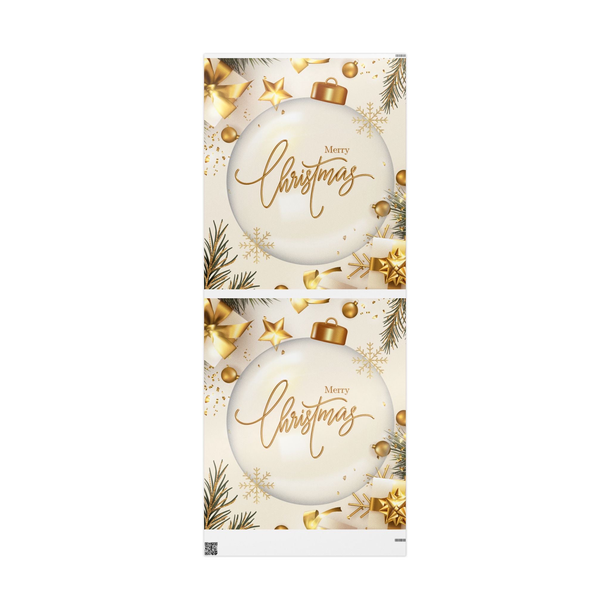 Elegant Christmas Wrapping Paper – Gold & White Holiday Gift Wrap